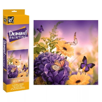 Diamond painting - Vlinders in bloemenveld (30x30cm)