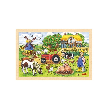 Houten inlegpuzzel - Boerderij met molen